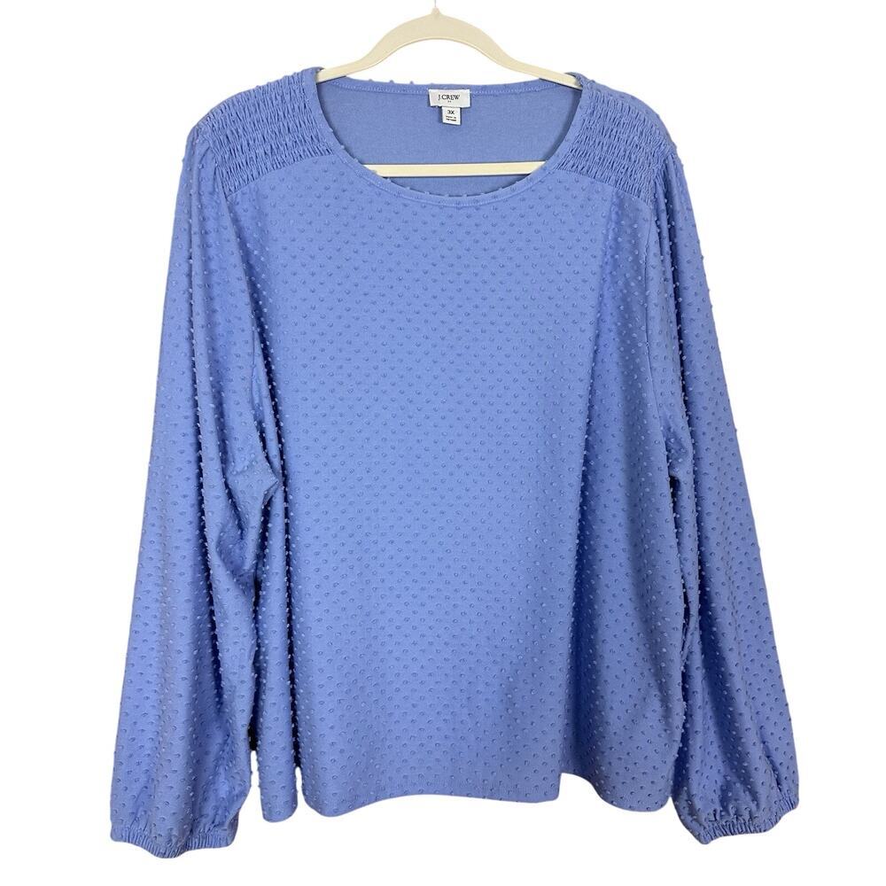 J. Crew Swiss Dot Cornflower Blue Long Sleeve Top Womens Plus Size 3X